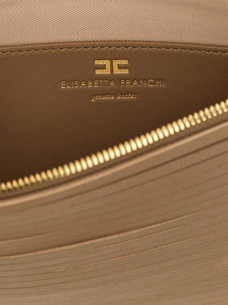 Elisabetta Franchi Beige Leather Clutch Bag