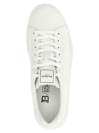 Balmain White Calfskin Low Top Sneakers