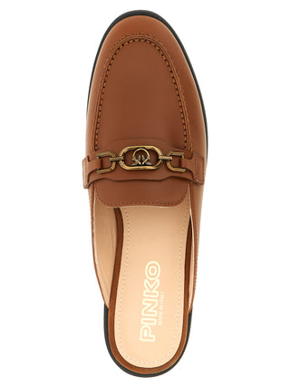 PINKO Brown Calfskin Flats