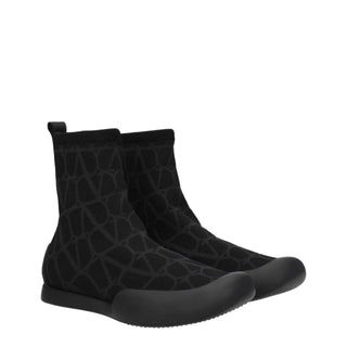 Valentino Garavani Black Fabric High Top Sneakers