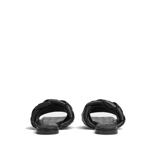 Bottega Veneta Black Lamb Leather Flat Sandals