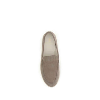 Brunello Cucinelli Gray Calf Leather Bos Taurus Slip-On Loafers