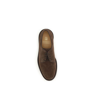 Brunello Cucinelli Brown Calf Leather Bos Taurus Oxfords And Derbies