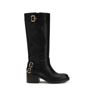 Chloé Black Calf Leather Bos Taurus Flat Boots