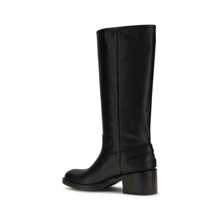 Chloé Black Calf Leather Bos Taurus Flat Boots
