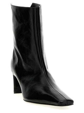 Khaite Black Calfskin Ankle Boots