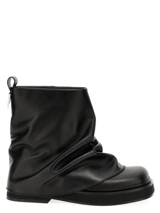 The Attico Black Calfskin Ankle Boots