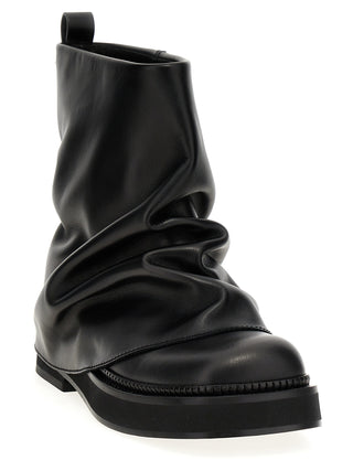 The Attico Black Calfskin Ankle Boots