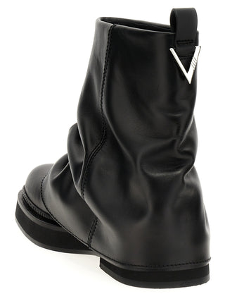 The Attico Black Calfskin Ankle Boots