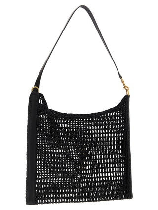 Saint Laurent Black Raffia Shoulder Bag