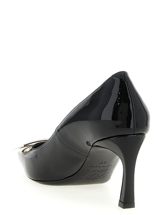 Roger Vivier Black Calfskin Mid Heel Pumps
