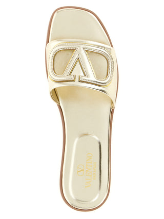 Valentino Garavani Gold Calfskin Slides