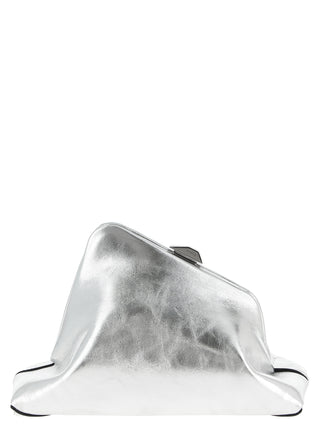 The Attico Silver Calfskin Clutch Bag
