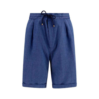 Brunello Cucinelli Blue Linen Bermuda Shorts