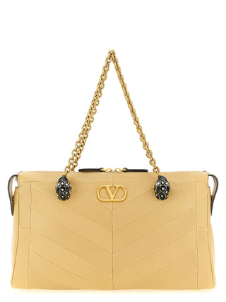 Valentino Garavani Beige Lamb Leather Shoulder Bag