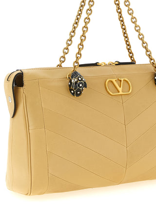 Valentino Garavani Beige Lamb Leather Shoulder Bag