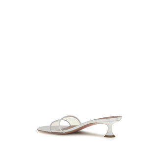 Amina Muaddi White Pvc Sandals