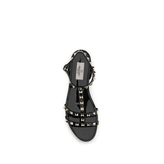 Valentino Garavani Black Rubber Flat Sandals