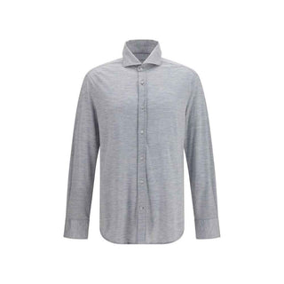 Brunello Cucinelli Gray Silk Dress Shirt