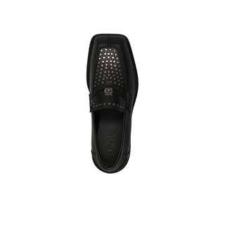 Versace Black Leather Slip-On Loafers