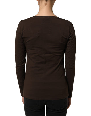 Alpha Massimo Rebecchi Brown Long Sleeves Round Neck Top