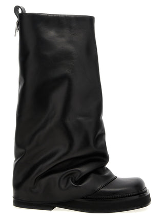 The Attico Black Calfskin Over The Knee