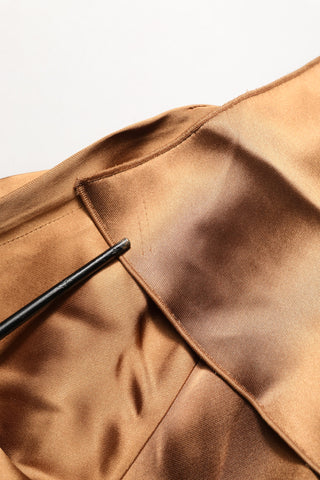 Emporio Armani Brown Satin Acetate Wrap Sheath Mini Belted Dress
