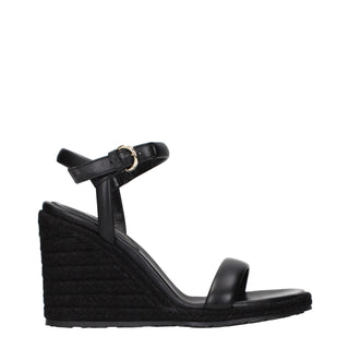 Gianvito Rossi Black Leather Wedge Sandals