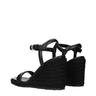 Gianvito Rossi Black Leather Wedge Sandals
