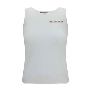 Balenciaga White Cotton Tank Tops