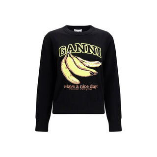 Ganni Black Cotton Sweatshirt