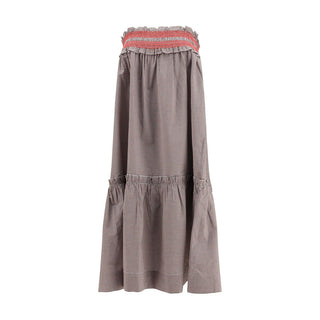 Ganni Brown Cotton Midi Skirt