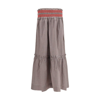 Ganni Brown Cotton Midi Skirt