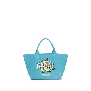 Ganni Blue Recycled Cotton Shoulder Bag