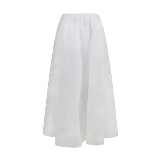 Brunello Cucinelli White Cotton Long Skirt
