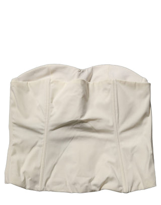 Elisabetta Franchi Off White Strapless Sweetheart Neck Top