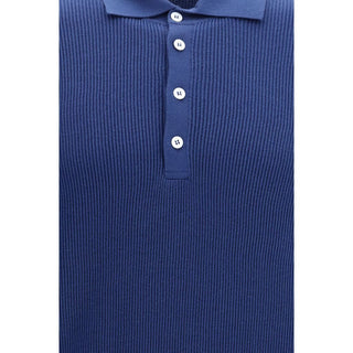 Brunello Cucinelli Blue Cotton Polo Shirt