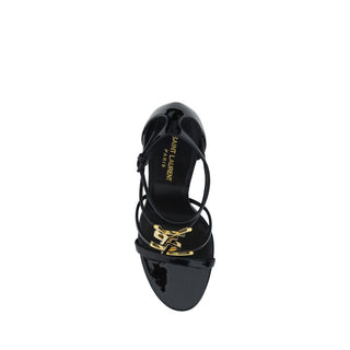 Saint Laurent Black Calf Leather Bos Taurus Stiletto Heel Sandals