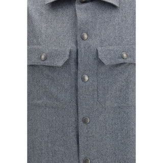 Brunello Cucinelli Gray Wool Oves Aries Shirt