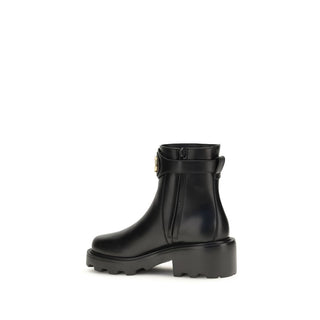 Valentino Garavani Black Calf Leather Bos Taurus Ankle Boots