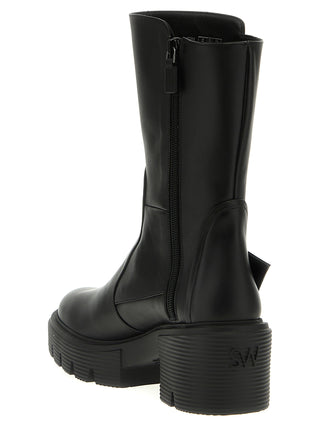 Stuart Weitzman Black Calfskin Ankle Boots