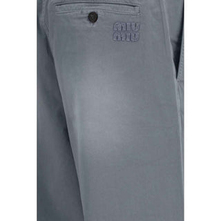 Miu Miu Gray Cotton Casual Pants