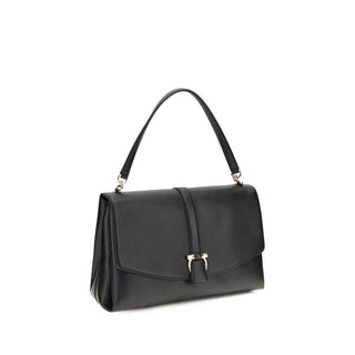 Ferragamo Black Calf Leather Bos Taurus Shoulder Bag