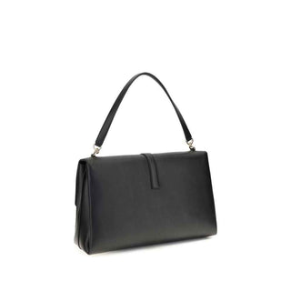 Ferragamo Black Calf Leather Bos Taurus Shoulder Bag
