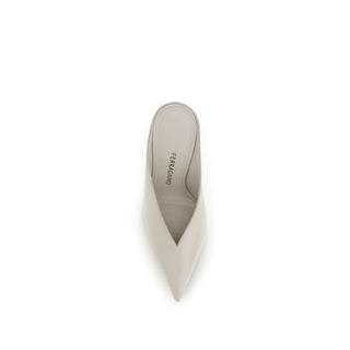 Ferragamo Beige Calf Leather Bos Taurus Mules