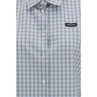 Miu Miu Blue Cotton Pattern Shirt