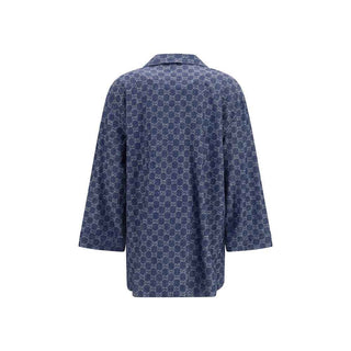 Gucci Blue Cotton Full-Length Jacket