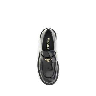 Prada Black Calf Leather Bos Taurus Slip-On Loafers