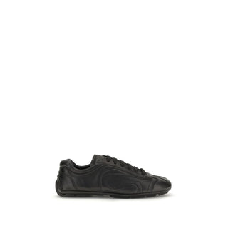 Prada Black Calf Leather Bos Taurus Low Top Sneakers