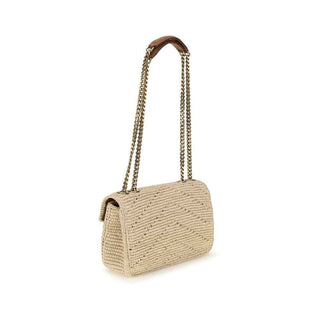 Saint Laurent Beige Raffia Shoulder Bag